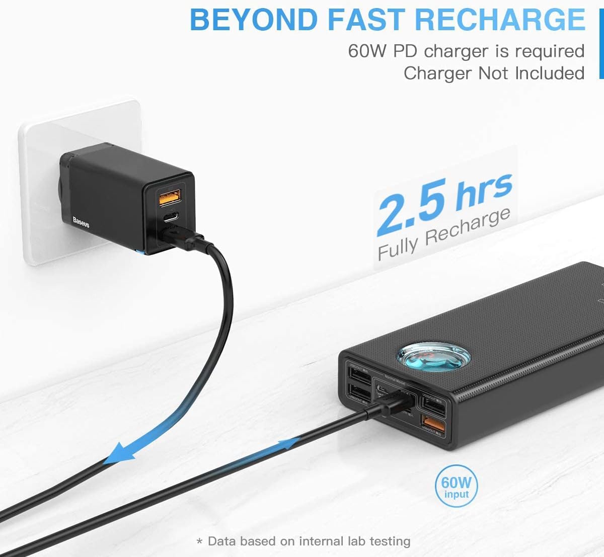 Baseus Amblight Digital Display Quick Charge Power Bank 30000mAh Black
